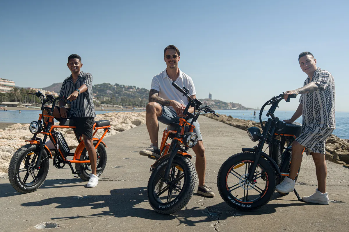 Guided bike tour riding through Málaga